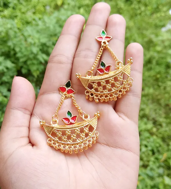 (Pack_Of_2)_Assamese_Traditional_Copper_Jhumki_Earring_For_Girls_&_Women
